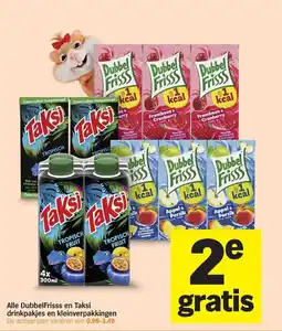 Albert Heijn Alle DubbelFrisss en Taksi drinkpakjes en kleinverpakkingen aanbieding