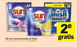 Albert Heijn Alle Sun vaatwascapsules en Finish aanbieding