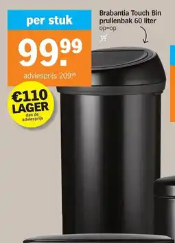 Albert Heijn Brabantia Touch Bin prullenbak aanbieding