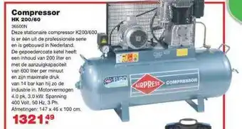 De Boer Drachten Compressor hk 200-60 aanbieding