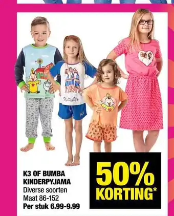 Big Bazar K3 of bumba kinderpyjama 50% Korting aanbieding