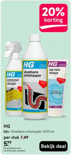 Etos HG vloeibare ontstopper, schimmel reiniger, op reis wasje aanbieding