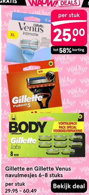 Etos Gillette en Gillette Venus WA navulmesjes 6-8 stuks aanbieding