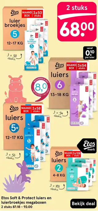 Etos Etos Soft & Protect luiers en luierbroekjes megaboxen aanbieding