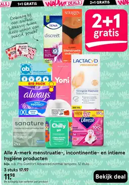 Etos Alle A-merk menstruatie-, incontinentie- en intieme hygiëne producten aanbieding