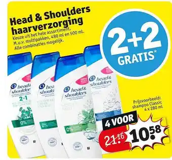 Kruidvat Head & shoulders haarverzorging 2+2 Gratis aanbieding