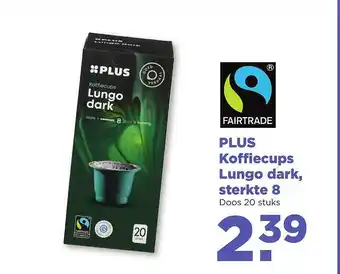 PLUS Plus koffiecups lungo dark, sterkte 8 aanbieding