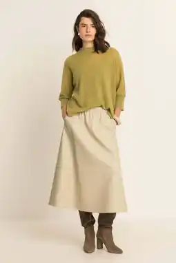 Wehkamp Expresso imitatieleren midi A-lijn rok - ecru aanbieding