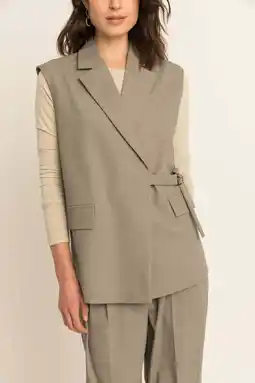 Wehkamp Expresso gilet met wol - beige aanbieding