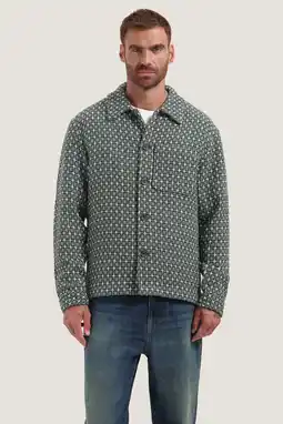 Wehkamp Dstrezzed regular fit overshirt met print en wol - groen aanbieding