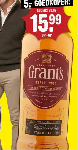 Dirck 3 Grant's Triple Wood blended Whisky aanbieding