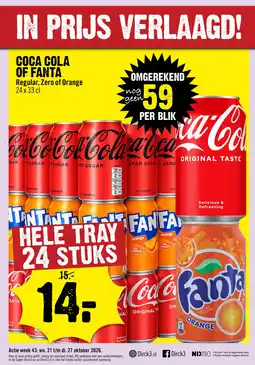 Dirck 3 Coca cola of fanta Regular, Zero of Orange aanbieding