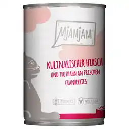 Zooplus 6x400g MjAMjAM culinaire hertenvlees en kalkoen op verse veenbessen Kattenvoer Nat aanbieding