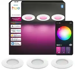 Coolblue Philips Hue Inbouwspot Slim 3-Pack - White and Color - 90mm - Wit aanbieding