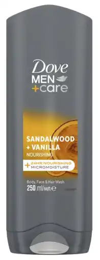 De Online Drogist Dove Men +Care Sandalwood Vanilla Body Face & Hair Wash 400ML aanbieding