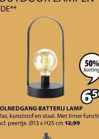 Jysk Solnedgang batterij lamp 50% Korting aanbieding