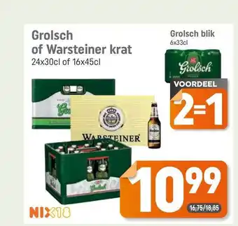 Dagwinkel Grolsch Of warsteiner krat o grolsch blik aanbieding