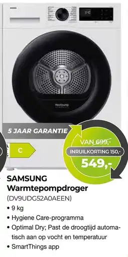 EP Beerepoot Samsung Warmtepompdroger (DV9UDG52A0AEEN) aanbieding