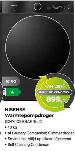 EP Beerepoot Hisense warmtepompdroger (dh71108bbab/blx) aanbieding