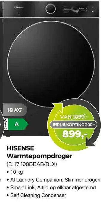 Hisense warmtepompdroger (dh71108bbab/blx)