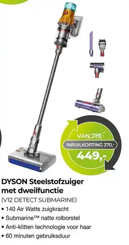 EP Beerepoot DYSON Steelstofzuiger met dweilfunctie (V12 DETECT SUBMARINE) aanbieding