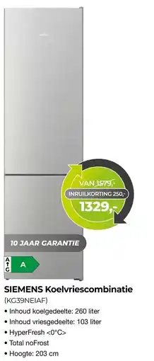 EP Beerepoot SIEMENS Koelvriescombinatie (KG39NEIAF) aanbieding