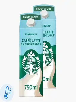 Flink Starbucks Multiserve caffè latte no added sugar ijskoffie 750ml 2x aanbieding