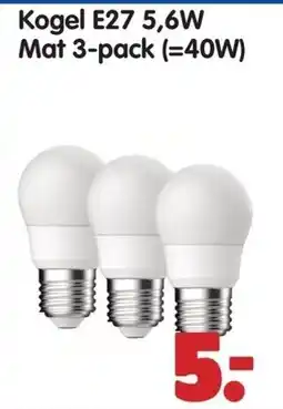 Plentyparts Kogel E27 5,6W Mat 3-pack (=40W) aanbieding