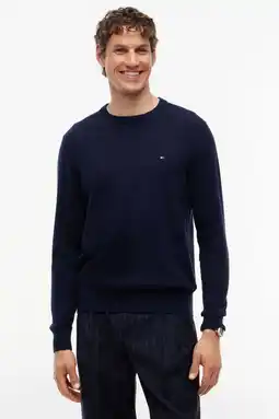 Wehkamp Tommy Hilfiger gebreide trui met kasjmier - donkerblauw aanbieding