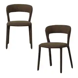 Wehkamp WOOOD Noble Eetkamerstoelen - Polyester - Zand Melange - Set van 2 aanbieding