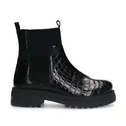 Wehkamp Manfield lakleren chelsea boots met crocoprint zwart aanbieding