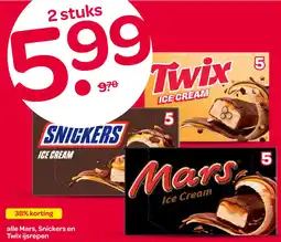 Spar alle Mars, Snickers en Twix ijsrepen aanbieding