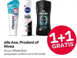 Spar alle Axe, Prodent of Nivea aanbieding