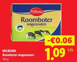 Lidl Milbona Roomboter ongezouten aanbieding