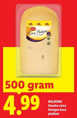 Lidl Milbona Goudse extra belegen kaasplakken aanbieding
