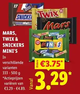 Lidl Mars, Twix & Snickers Mini's aanbieding