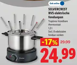 Lidl Silvercrest RVS elektrische fonduepan aanbieding