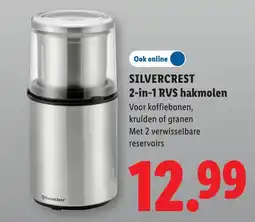 Lidl Silvercrest 2-in-1 RVS hakmolen aanbieding