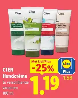 Lidl Cien Handcrème aanbieding