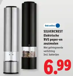 Lidl Silvercrest Elektrische RVS peper-en zoutmolen aanbieding