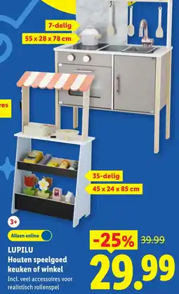 Lidl Lupilu Houten speelgoed keuken of winkel aanbieding