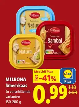 Lidl Milbona Smeerkaas aanbieding