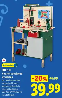 Lidl Lupilu Houten speelgoed werkbank aanbieding
