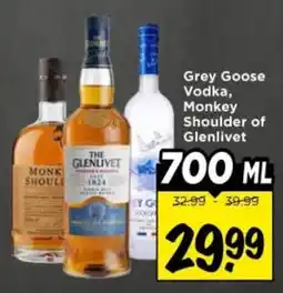 Vomar Voordeelmarkt Grey Goose Vodka, Monkey Shoulder of Glenlivet aanbieding