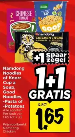 Vomar Voordeelmarkt Namdong Noodles of Knorr Cup a Soup, Good Noodles, -Pasta of -Potatoes aanbieding