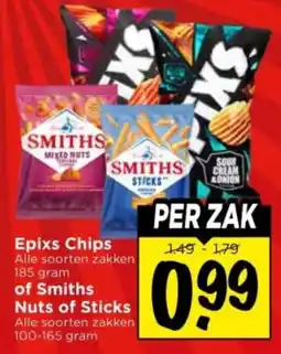 Vomar Voordeelmarkt Epixs Chips of Smiths Nuts of Sticks aanbieding