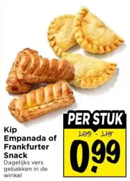 Vomar Voordeelmarkt Kip Empanada of Frankfurter Snack aanbieding