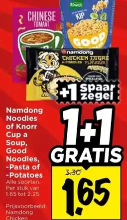 Vomar Voordeelmarkt Namdong Noodles of Knorr Cup a Soup, Good Noodles, -Pasta of -Potatoes aanbieding