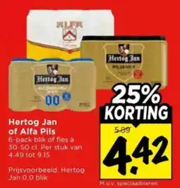 Vomar Voordeelmarkt Hertog Jan of Alfa Pils aanbieding