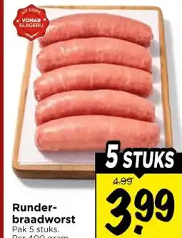 Vomar Voordeelmarkt Runder- braadworst aanbieding